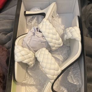 INC International Concepts Lyra Braided Sandals White -7.5